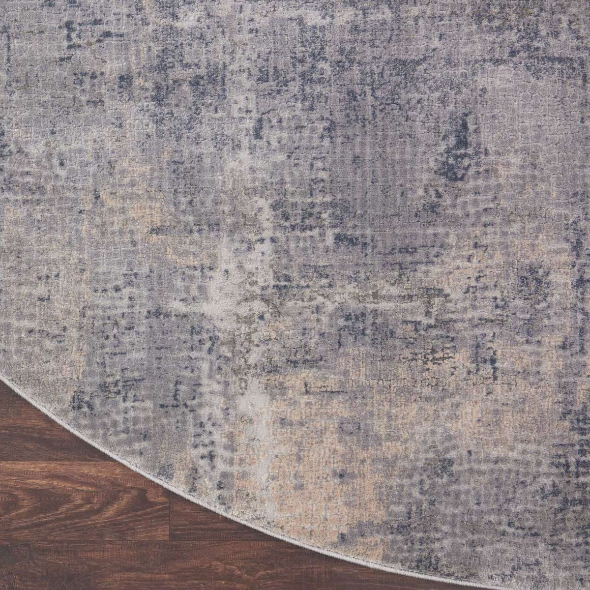 Rustic Textures Faded Blue Circle Rug, 160 Cm
