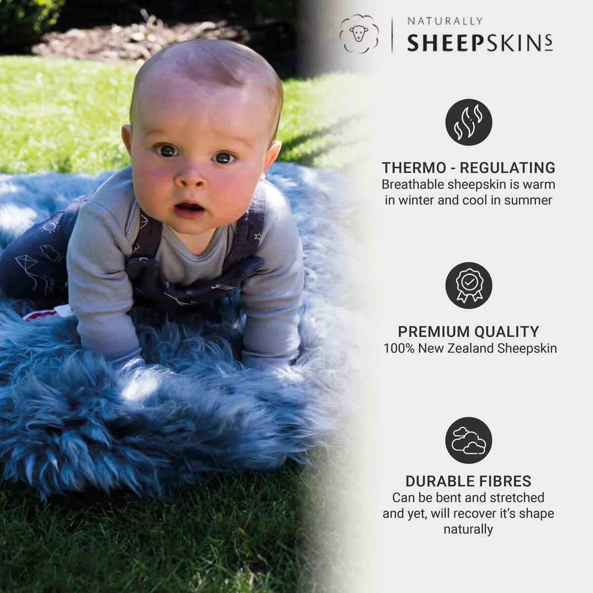 Long Wool Double Rug in Steel Grey, 180 X 55 Cm