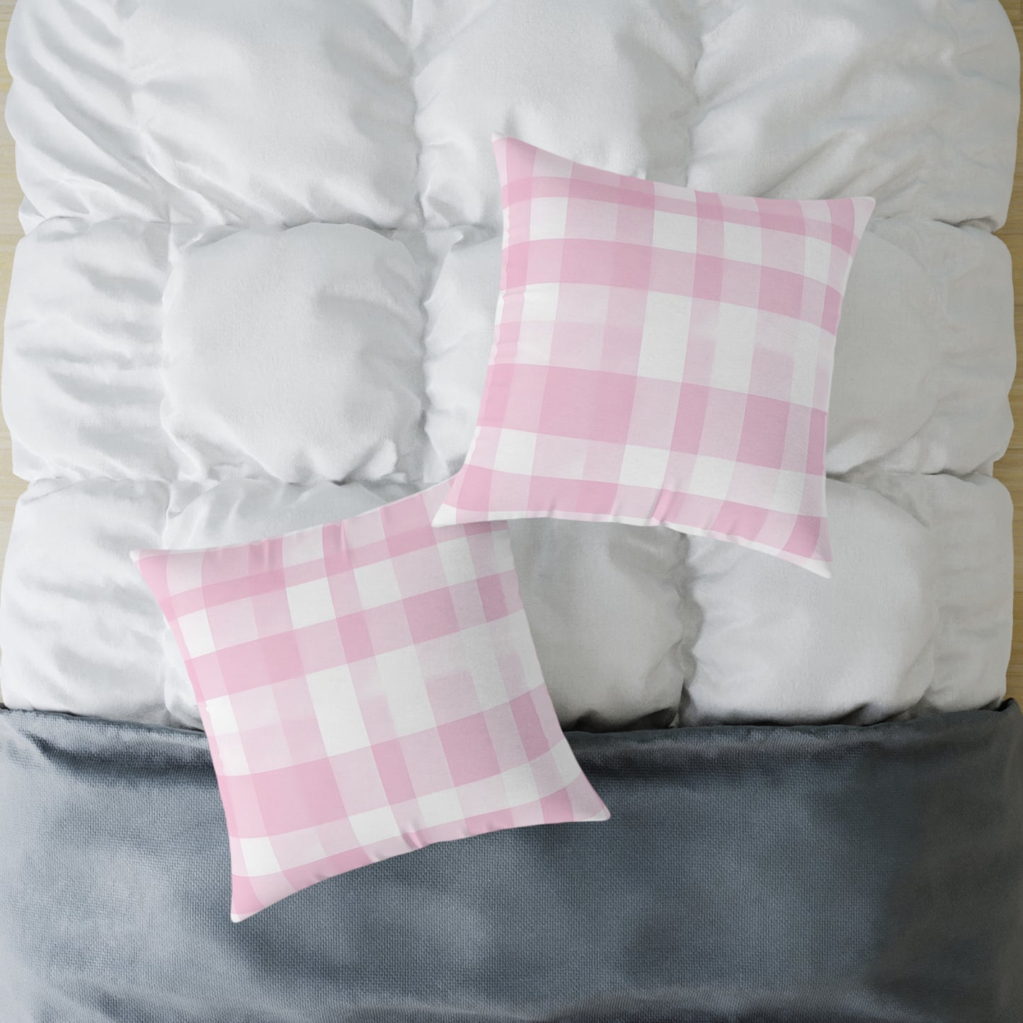 Blush Check Charm Cushion