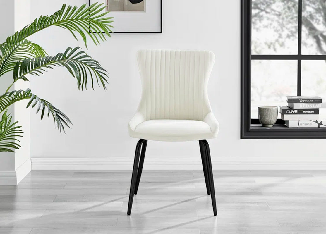 Eubanks White Marble Effect Melamine round 80Cm Dining Table and Chairs - 2 Velvet Dining Chairs