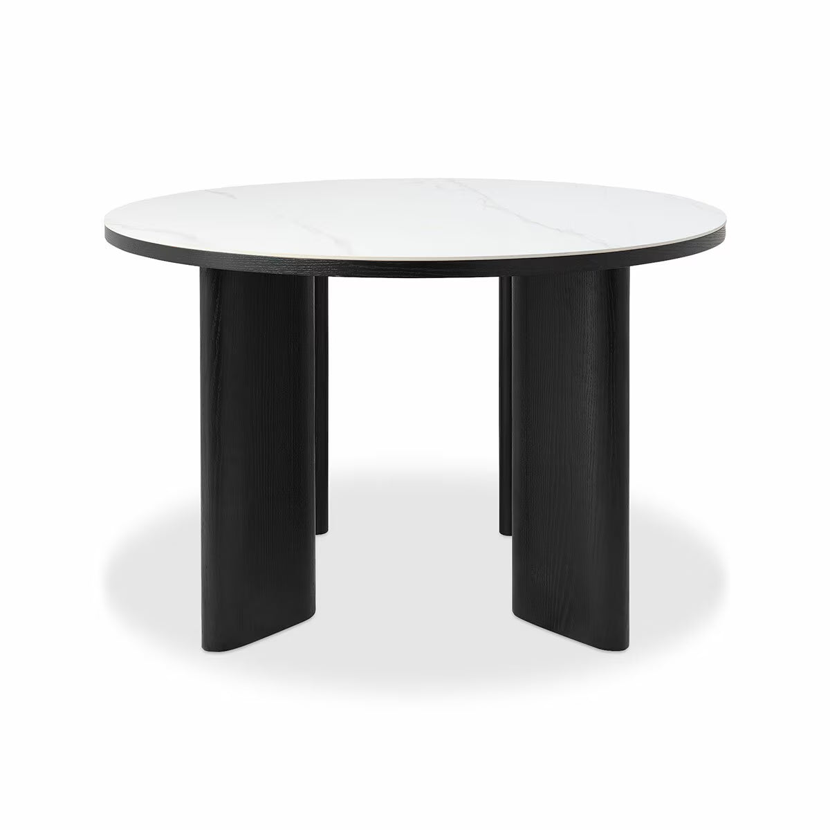 Alisa round Sintered Stone Dining Table + 4 Grey Chairs