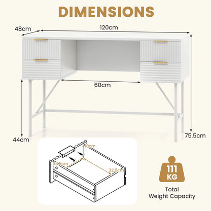 Modern Computer Desk with 4 Drawers and Storage
