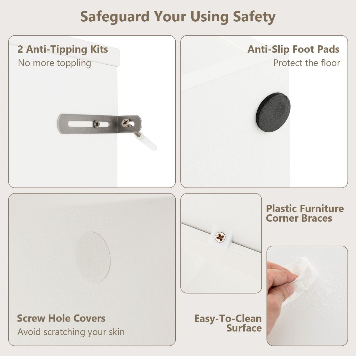 6-Cube Bookshelf Bookcase with 2 Anti-Tipping Kits for Living Room