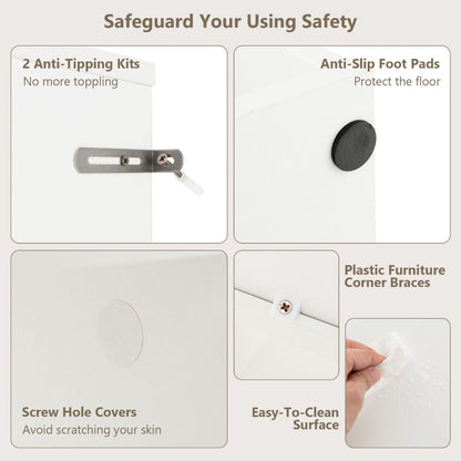 6-Cube Bookshelf Bookcase with 2 Anti-Tipping Kits for Living Room