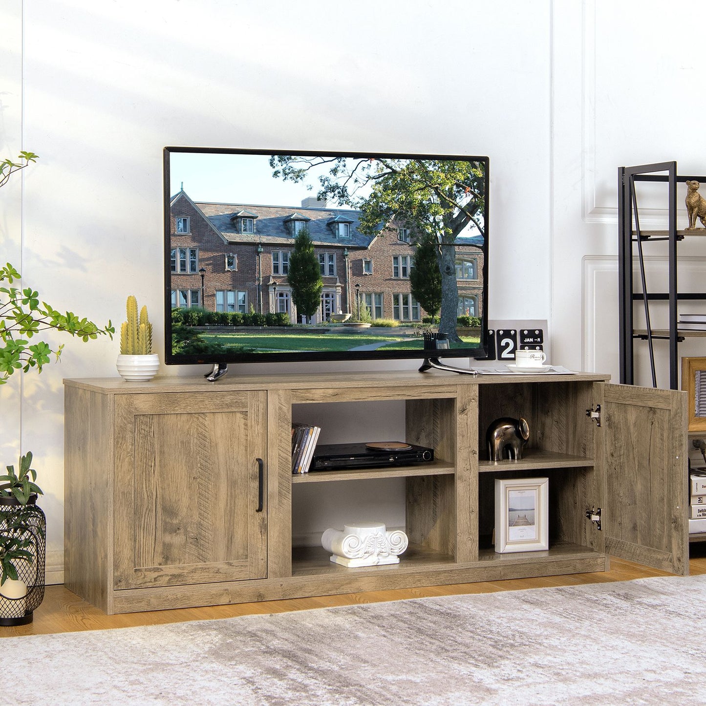 TV Stand for 65-Inch Tvs with Storage Cabinets and Adjustable Shelves