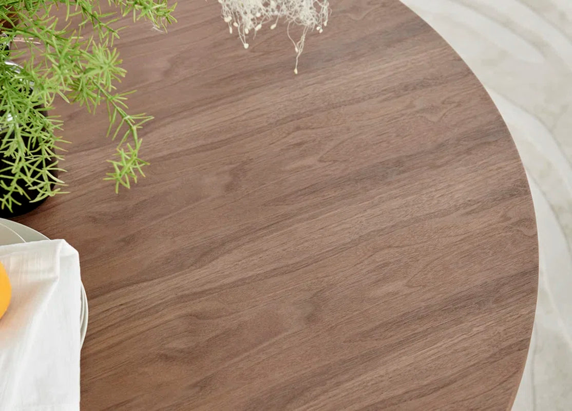 Adler round Dining Table Set with Shelf & 4 Quilted Faux Leather Dining Chairs