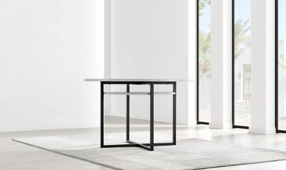 Adler round Dining Table Set with Shelf & 4 Quilted Faux Leather Dining Chairs