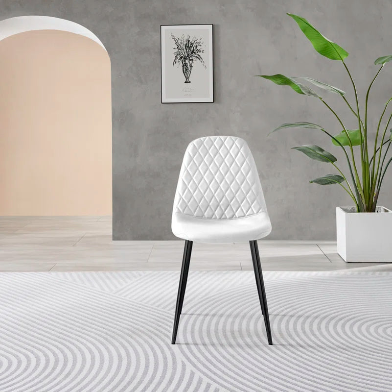 Seline Modern round Dining Table Set in Glass and Chrome with 2 Luxury Faux Leather Dining Chairs