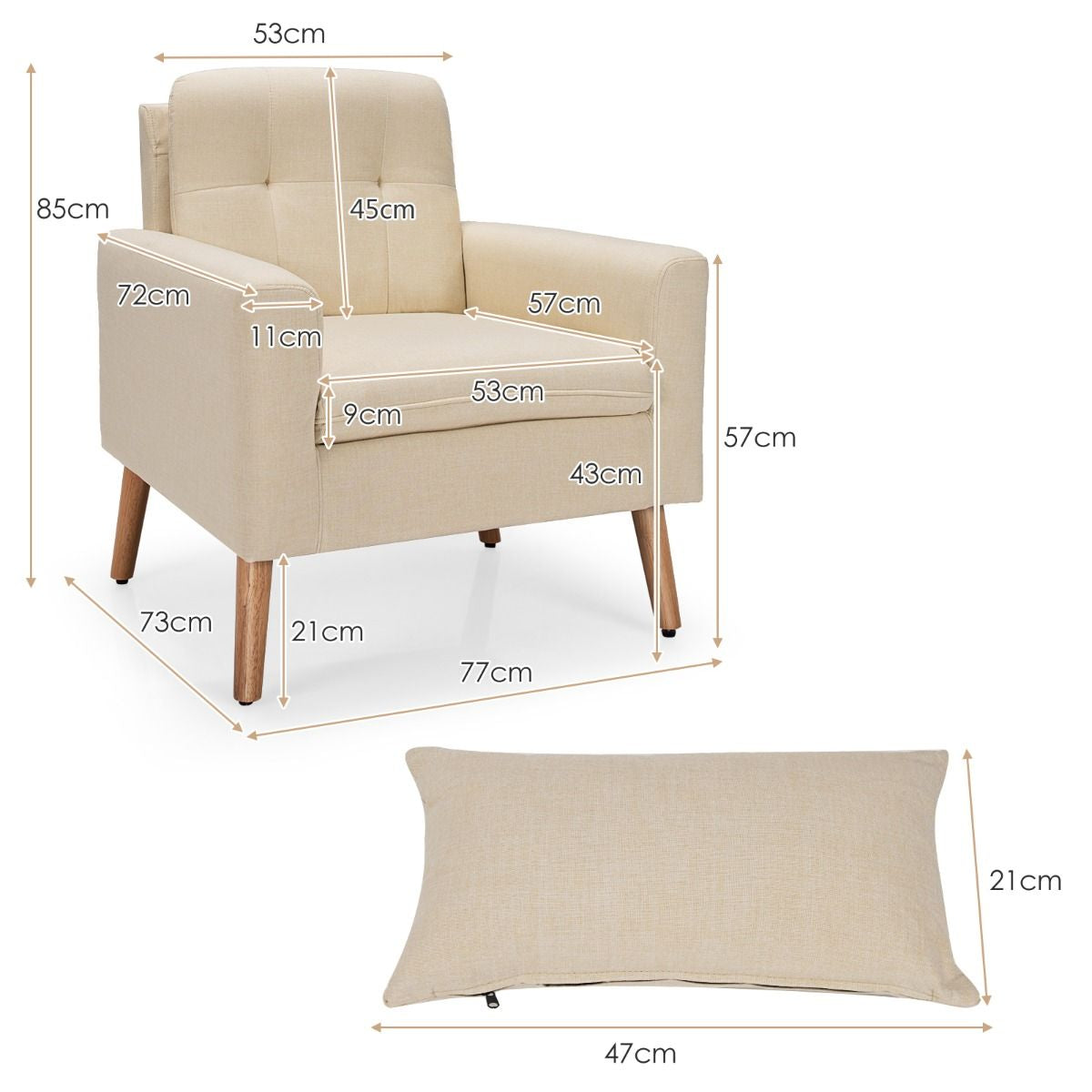 Modern Accent Chair with Lumbar Pillow