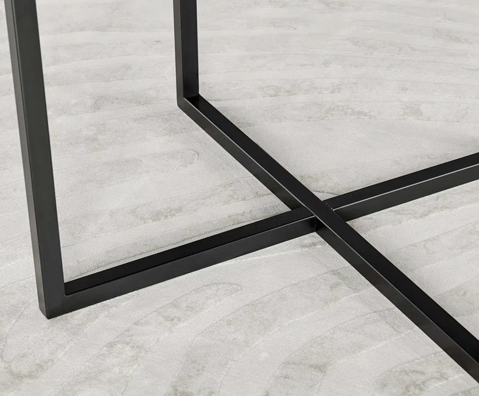 Adler round Dining Table Set with Shelf & 4 Quilted Faux Leather Dining Chairs