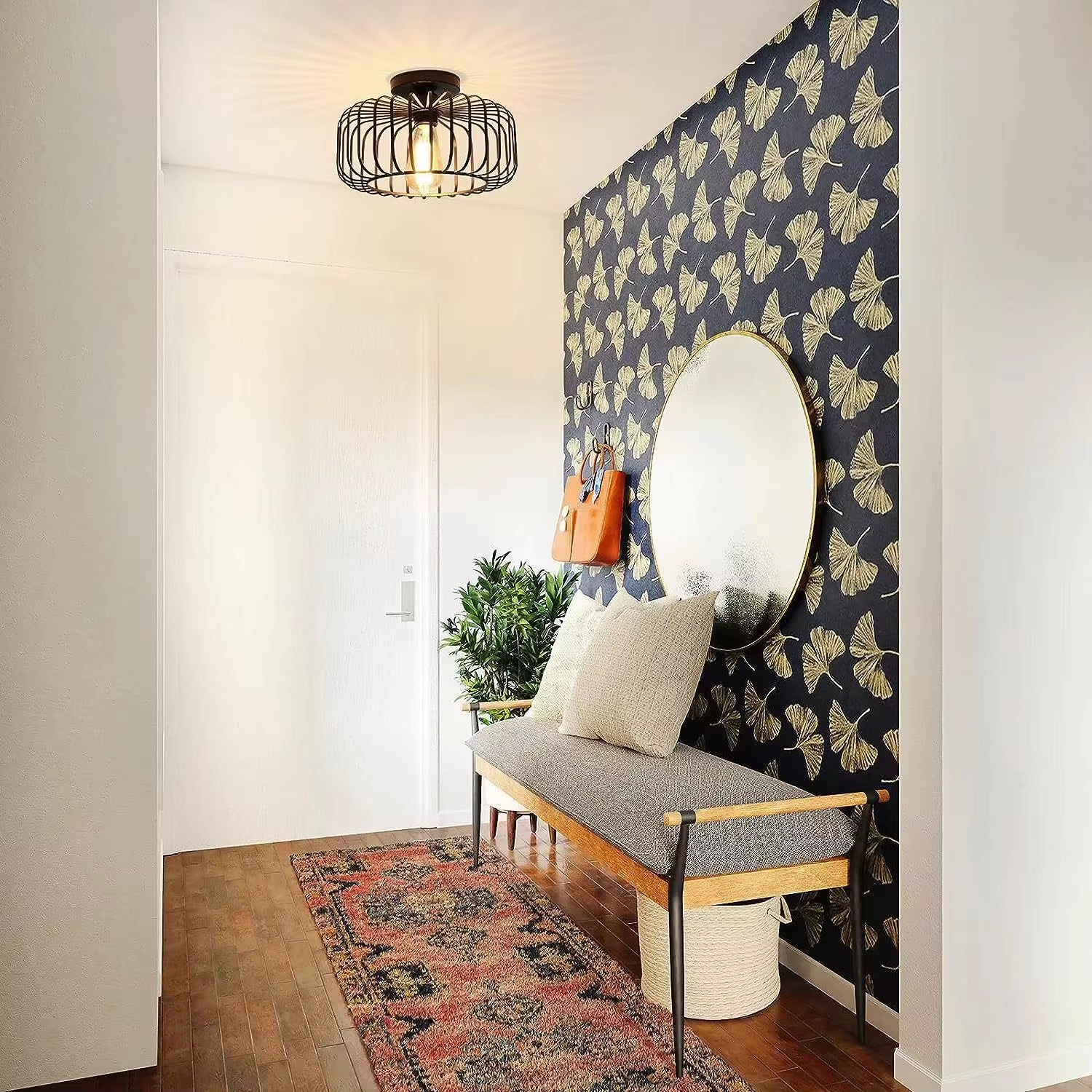 Simple Birdcage Indoor Ceiling Lamp Bedroom Living Room Corridor Ceiling Light E26 Restaurant Lamps Decorative Fixtures AC 110V