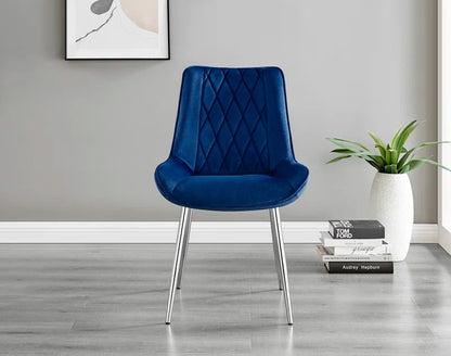 Ellis White Marble Effect Melamine round Dining Table Set with 2 Luxury Velvet Dining Chairs