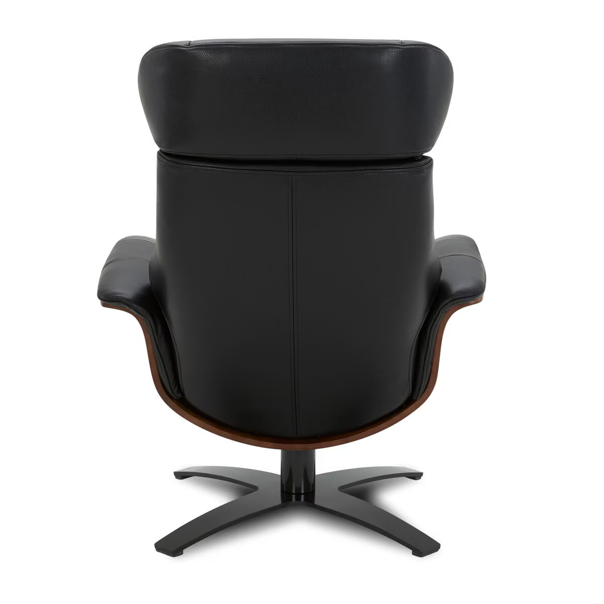 Karma Black Top Grain Leather Swivel Chair with Ottoman