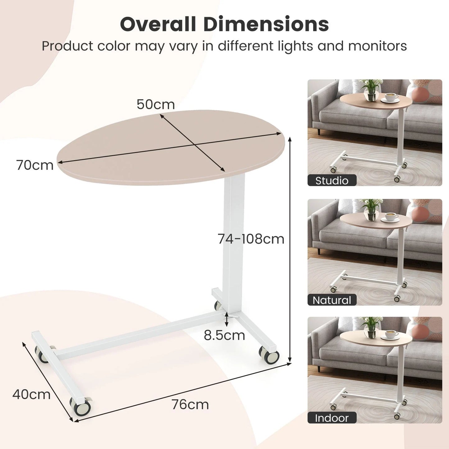 Mobile Standing Desk with Pneumatic Lift