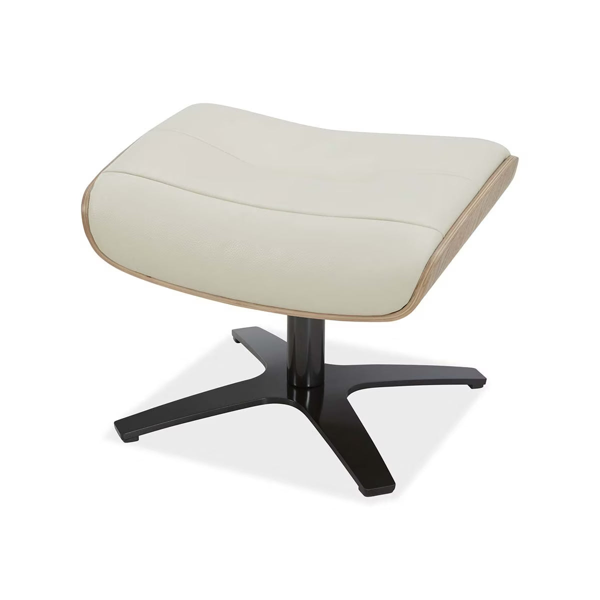 Karma Cream Top Grain Leather Swivel Chair with Ottoman