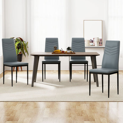 4 PCS Armless Side Chairs with Upholstered Cushion and Sturdy Metal Frame