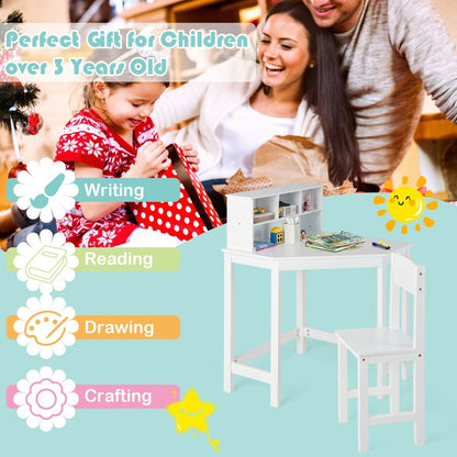 Kids Corner Desk and Chair Set with Chair and Hutch