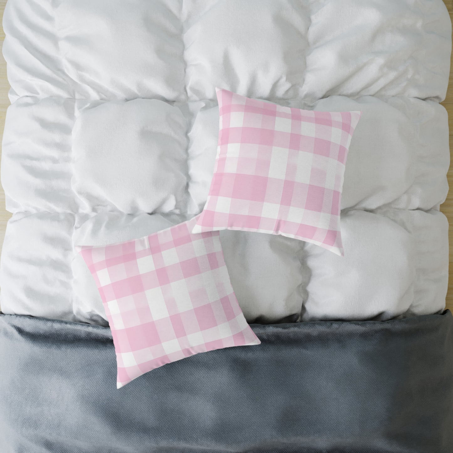 Blush Check Charm Cushion