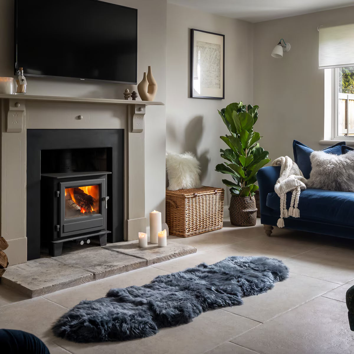 Long Wool Double Rug in Steel Grey, 180 X 55 Cm