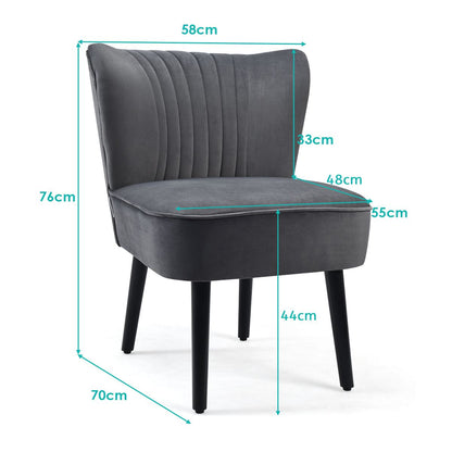 Velvet Accent Chair Set of 2 Modern Leisure Chair with Rubber Wood Legs