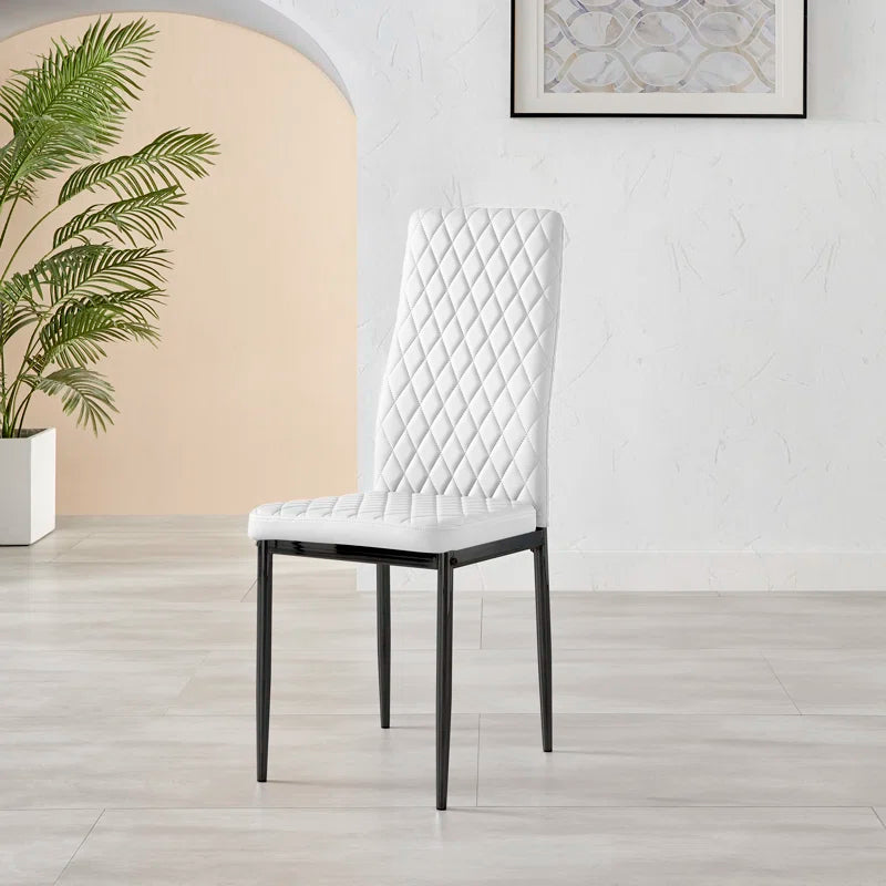 Adler round Dining Table Set with Shelf & 4 Quilted Faux Leather Dining Chairs