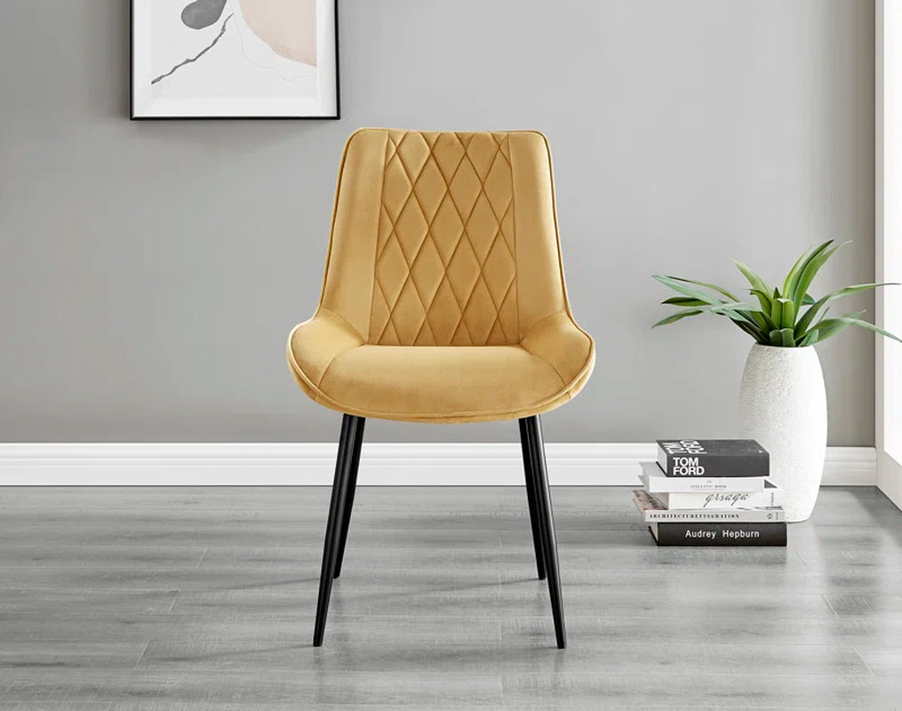 Ellis White Marble Effect Melamine round Dining Table Set with 2 Luxury Velvet Dining Chairs