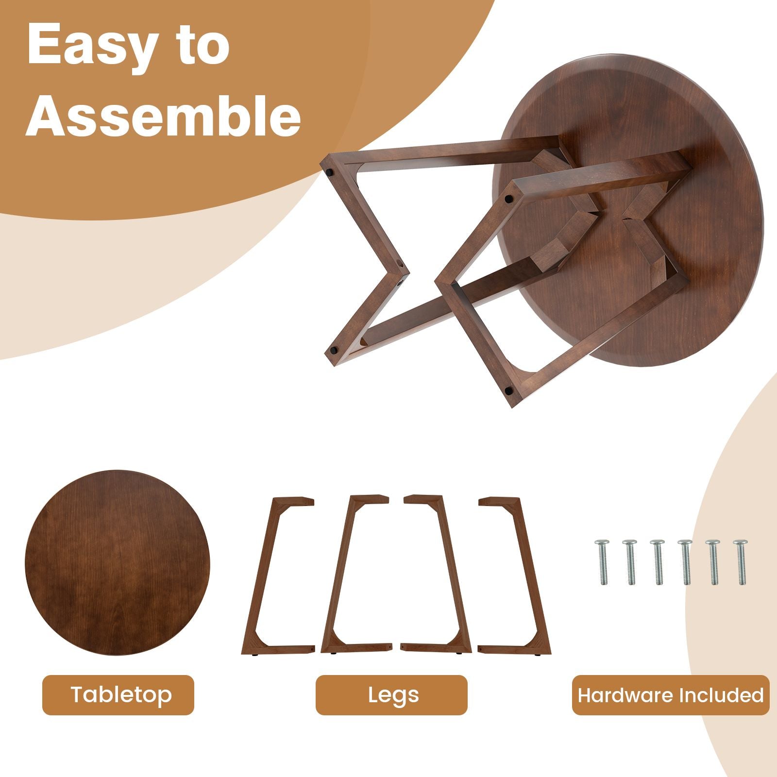 24" round Coffee Table with V-Shaped Legs for Lamps