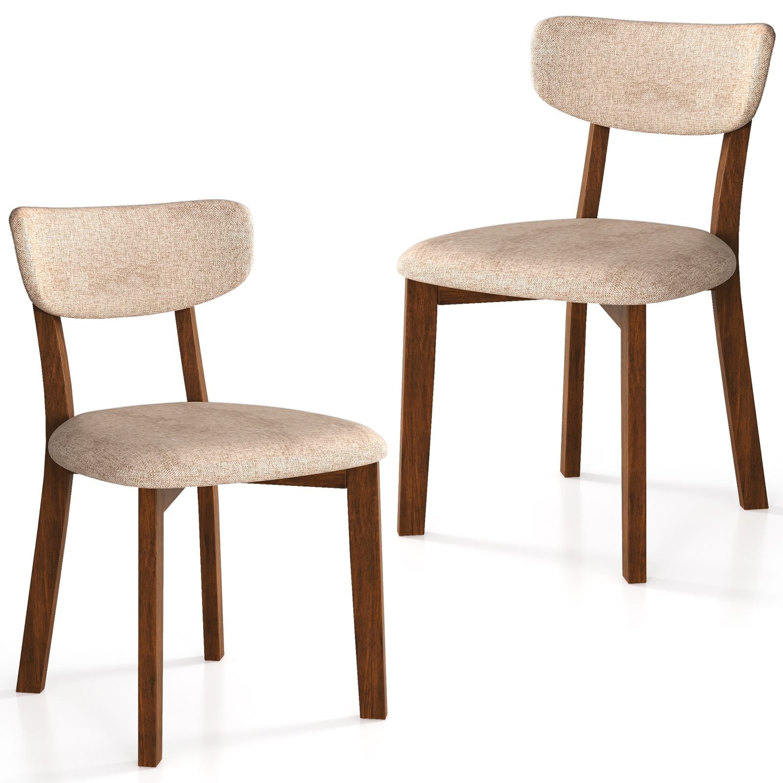 Upholstered Mid-Back Chairs with Solid Rubber Wood Frame