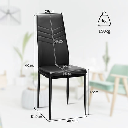 4 PCS Armless Side Chairs with Upholstered Cushion and Sturdy Metal Frame