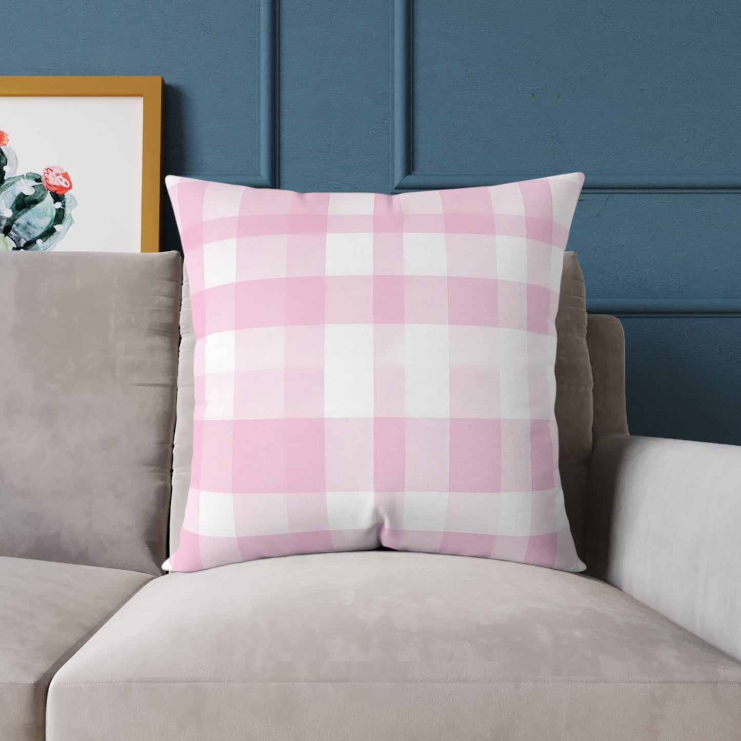 Blush Check Charm Cushion