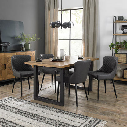 Finch Grey Faux Leather Diamond Stitch Dining Chair, 2 Pack