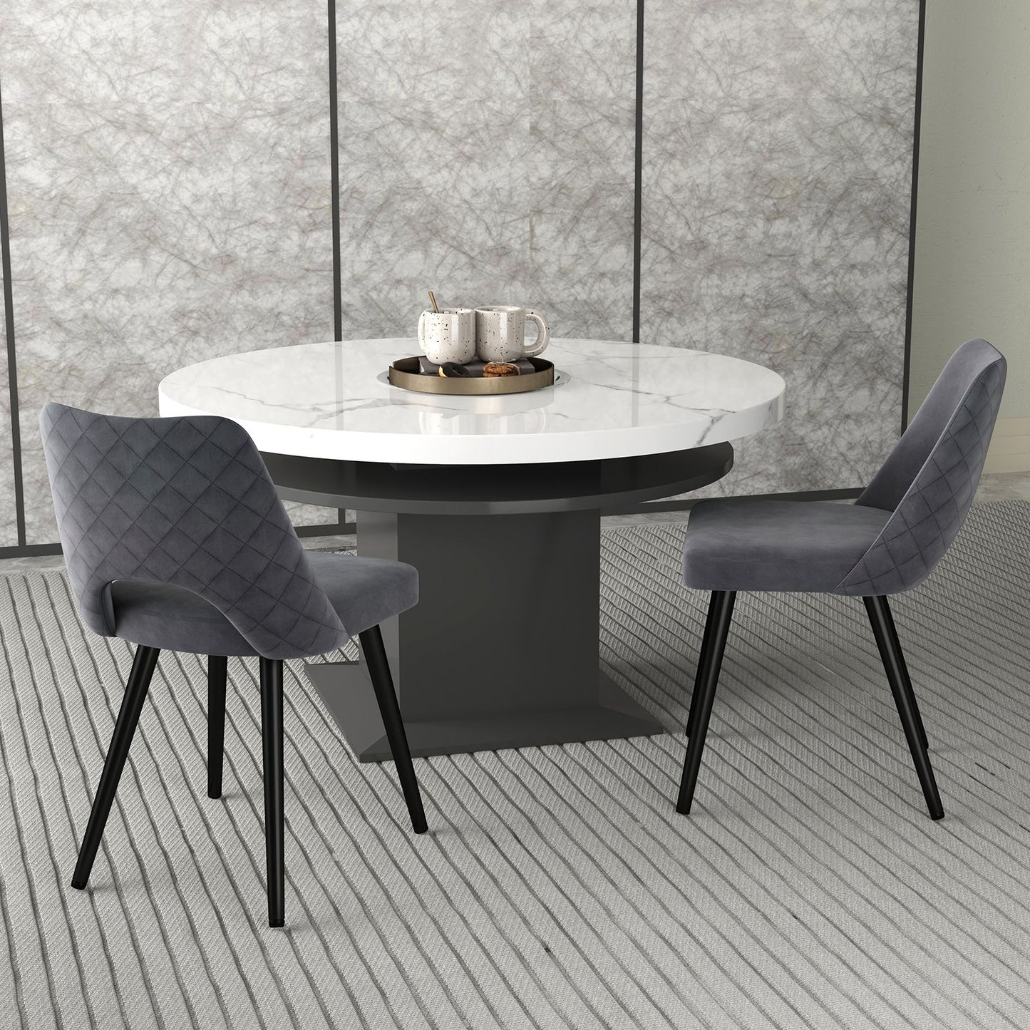 Set of 2 Upholstered Living Room Chair with High-Density Sponge Cushion