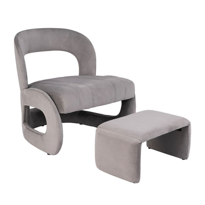 Accent Chair with Ottoman and Open Curved Back