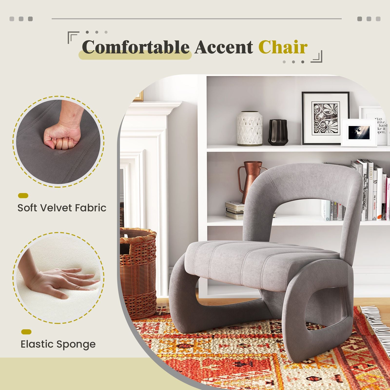 Accent Chair with Ottoman and Open Curved Back