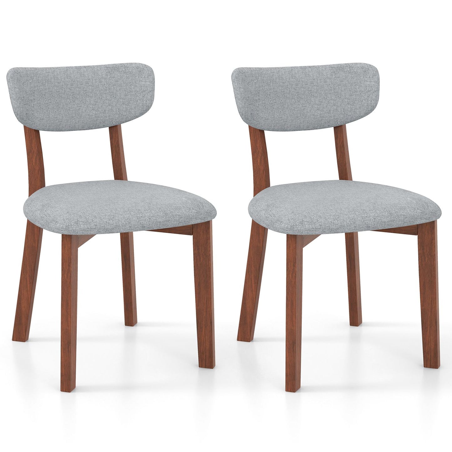 Upholstered Mid-Back Chairs with Solid Rubber Wood Frame