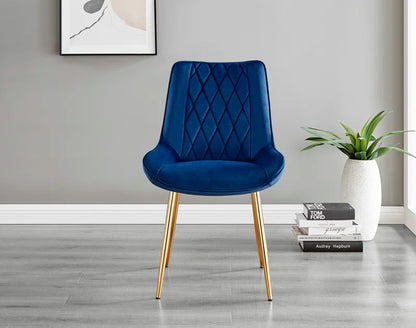 Ellis White Marble Effect Melamine round Dining Table Set with 2 Luxury Velvet Dining Chairs