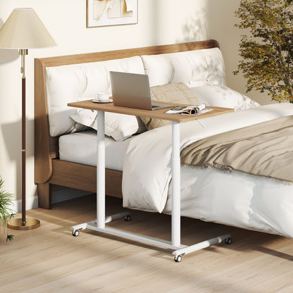 C-Shaped Mobile Standing Desk with Adjustable Height and Lockable Wheels