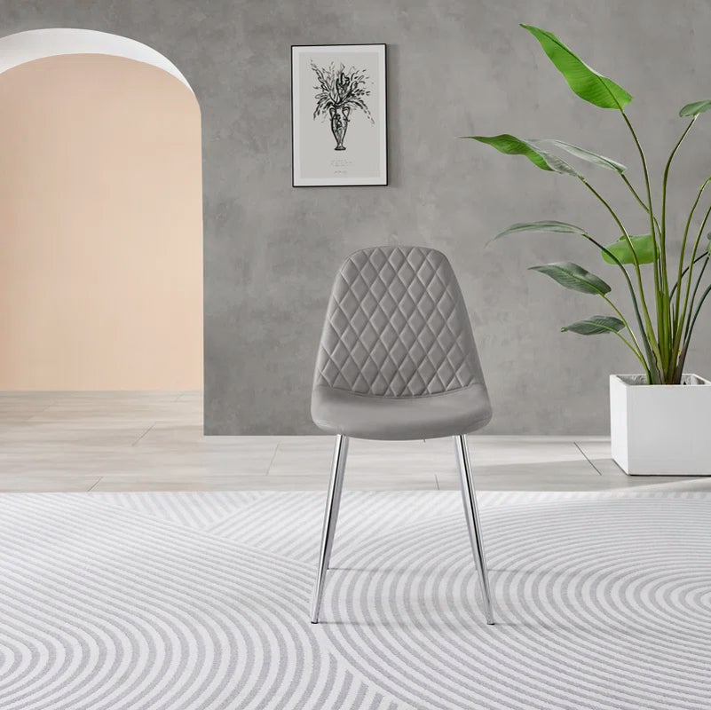 Corova Faux Leather Modern Dining Chairs with Metal Tapered Legs & Diamond Stitching