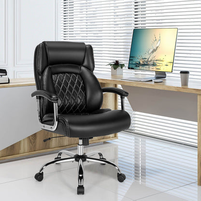 Leather Office Chair with Rocking Mode and Armrests