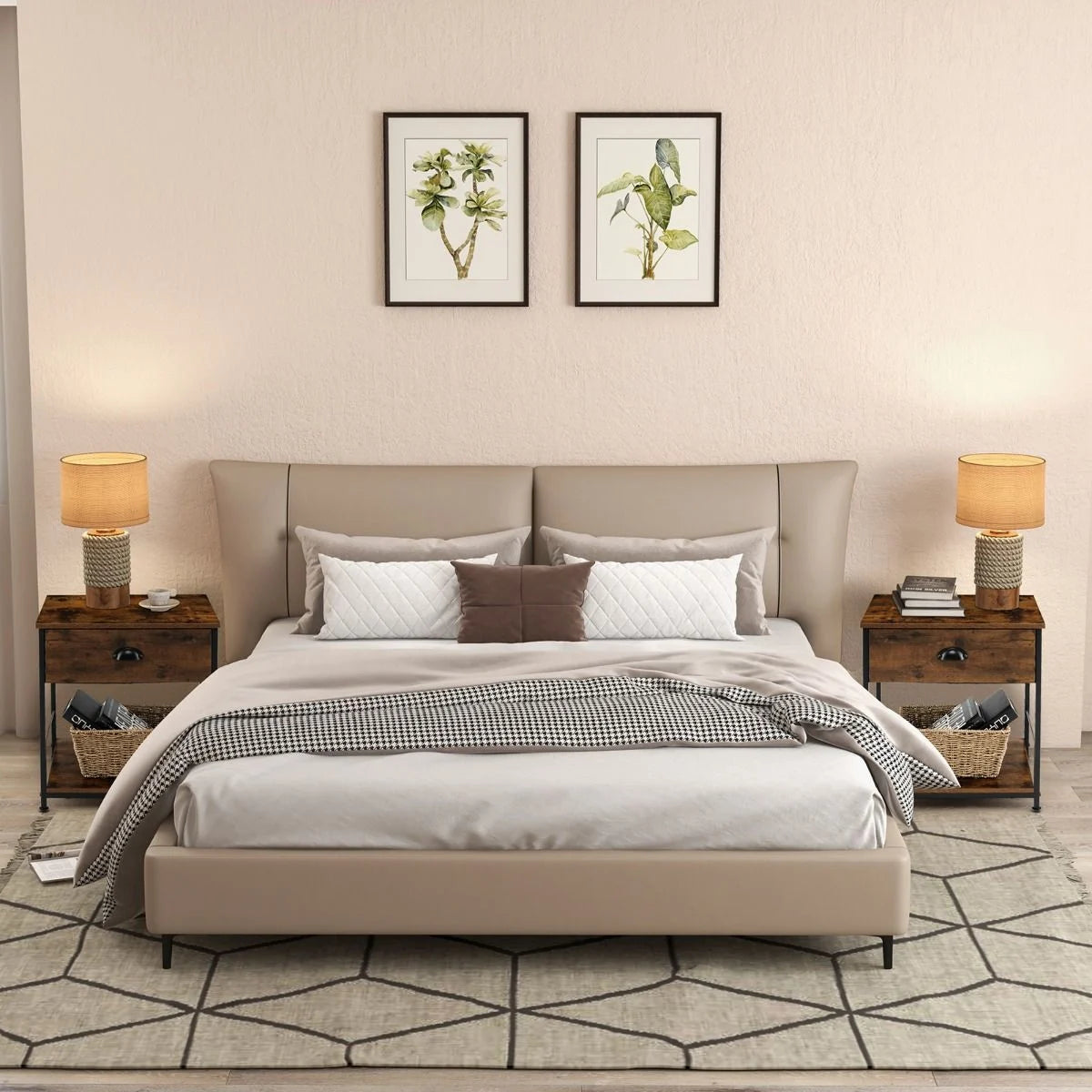 2-Tier Nightstand Bedside End Sofa Coffee Table for Bedroom Living Room