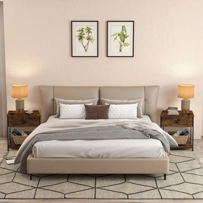 2-Tier Nightstand Bedside End Sofa Coffee Table for Bedroom Living Room