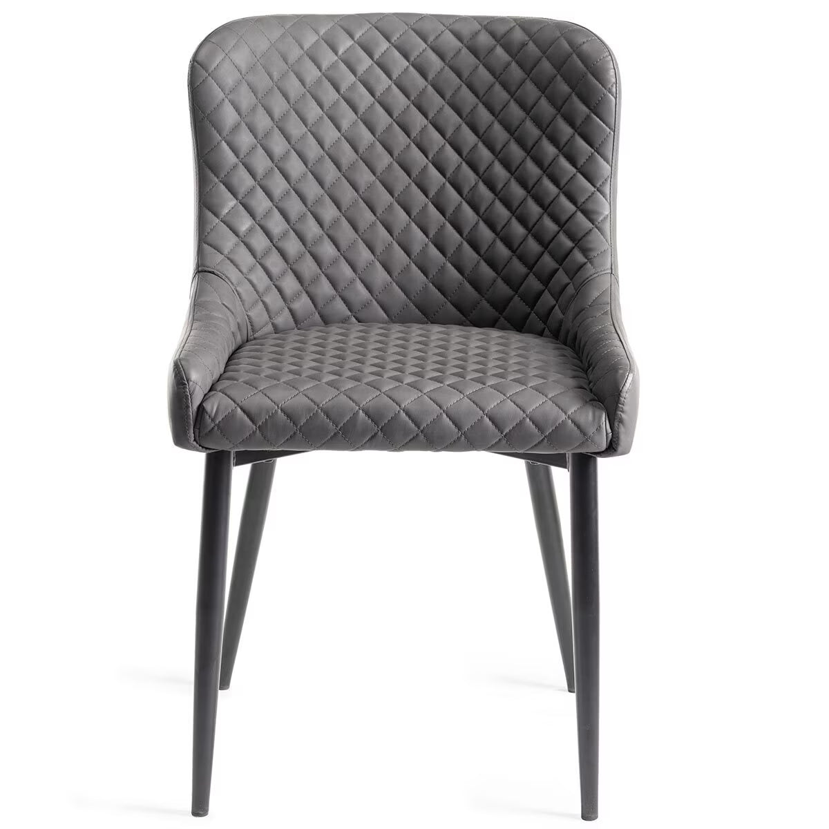 Finch Grey Faux Leather Diamond Stitch Dining Chair, 2 Pack
