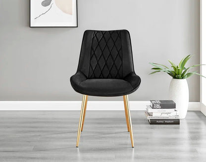 Ellis White Marble Effect Melamine round Dining Table Set with 2 Luxury Velvet Dining Chairs