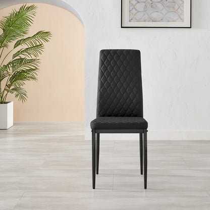 Adler round Dining Table Set with Shelf & 4 Quilted Faux Leather Dining Chairs