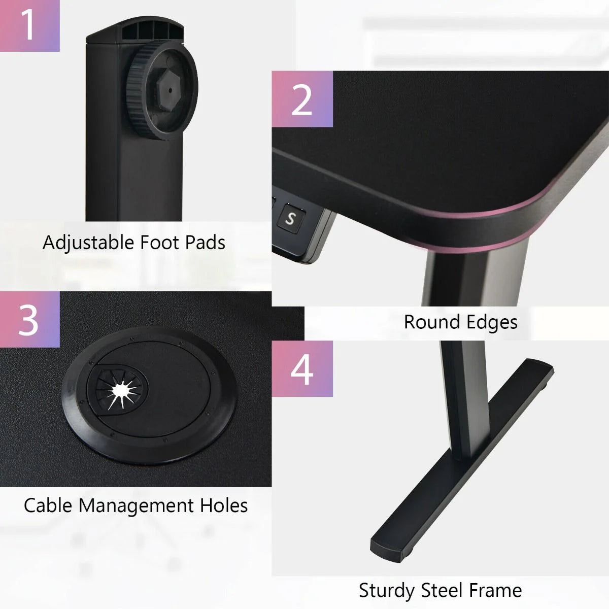 Ergonomic Computer Table and Workstation with USB Charging Port