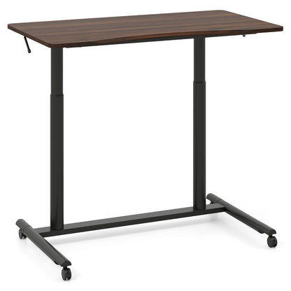 C-Shaped Mobile Standing Desk with Adjustable Height and Lockable Wheels