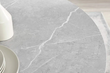 Adler round Dining Table Set with Shelf & 4 Quilted Faux Leather Dining Chairs