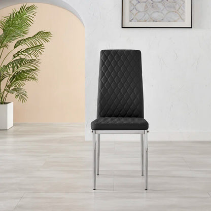 Adler round Dining Table Set with Shelf & 4 Quilted Faux Leather Dining Chairs