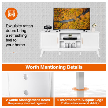 Rattan TV Stand for Tvs up to 65 Inch with Adjustable Shelf