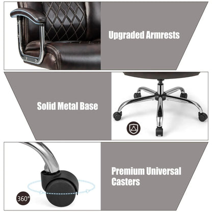 Leather Office Chair with Rocking Mode and Armrests